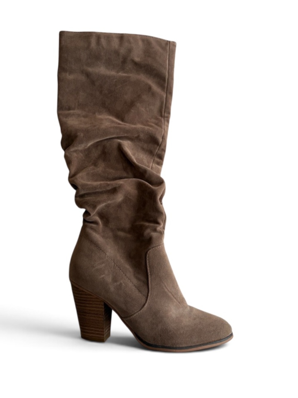 Universal Thread Taupe Brown Suede Mid-Calf Block Heel Slouch Boots Women’s 7